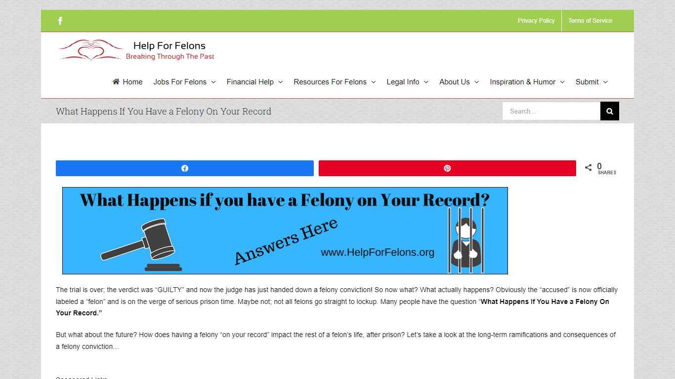What Happens If You Have a Felony On Your Record - Help For Felons