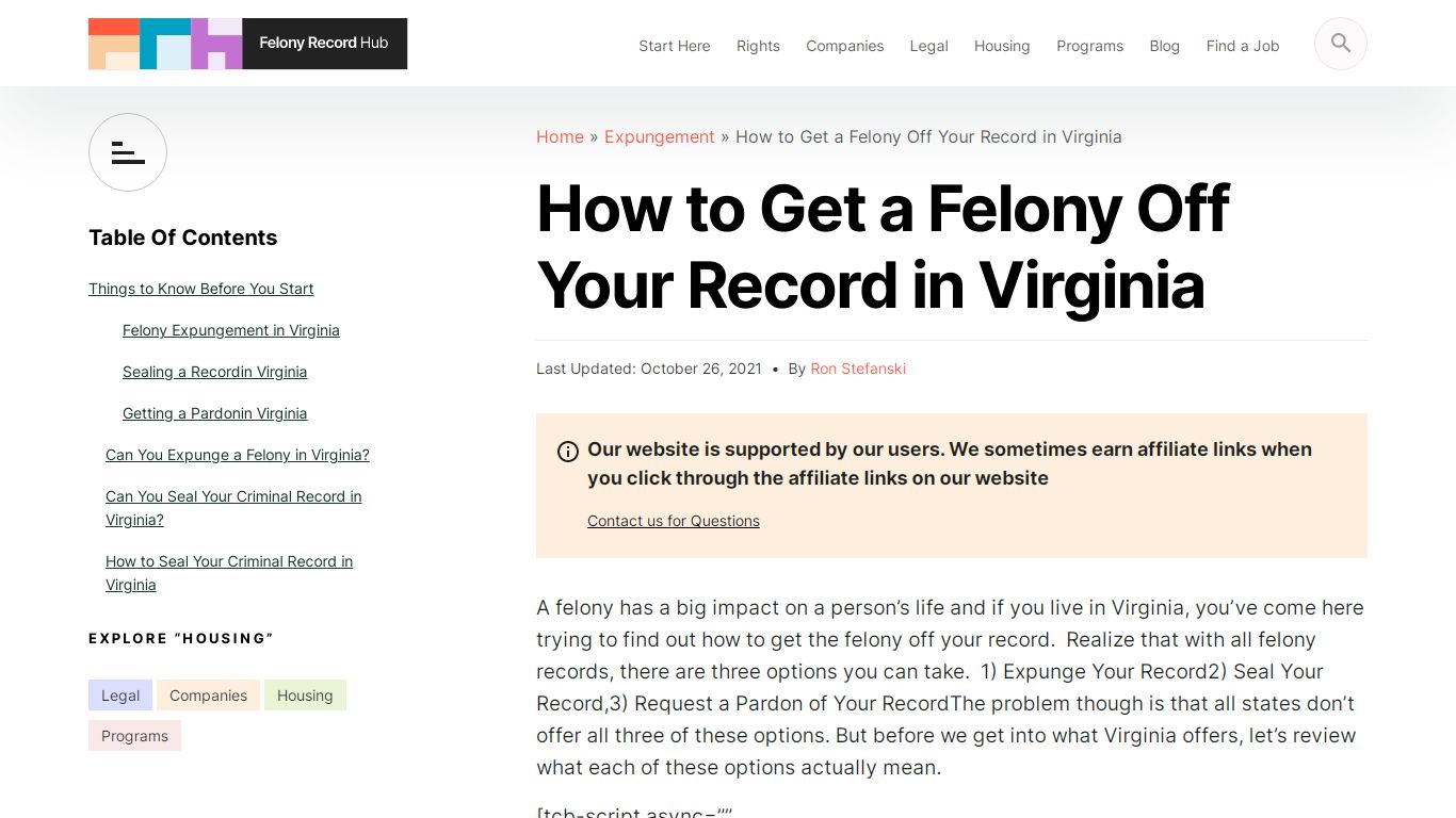 How to Get a Felony Off Your Record in Virginia